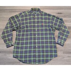 Ralph Lauren Men's Green Blue Blake Lumberjack Flannel Plaid Shirt‎ Size Large